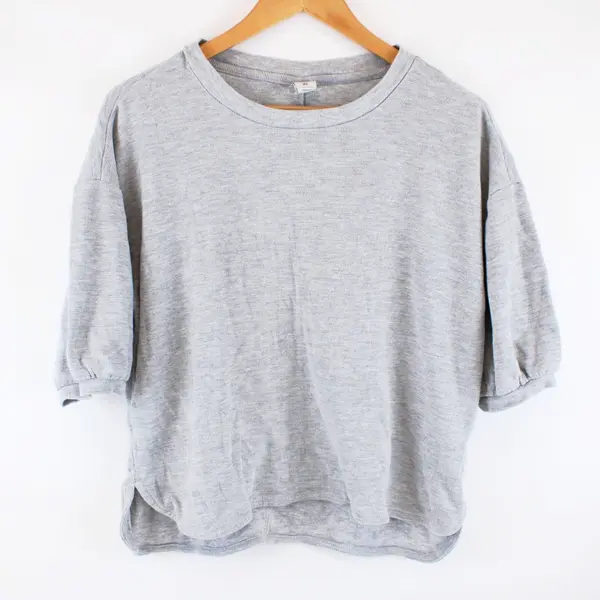 Penshoppe Dress Code Women's XL Light Gray Waffle Knit Half-Sleeve Top
