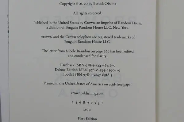 A Promised Land Barack Obama 2020 Hardcover 1st Edition Dust Jacket