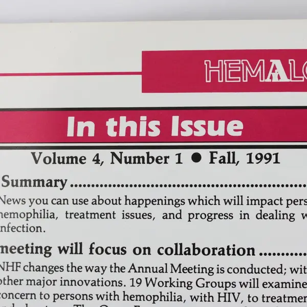 Hemalog Magazine Understanding the Hemophilias Fall 1991 Issue