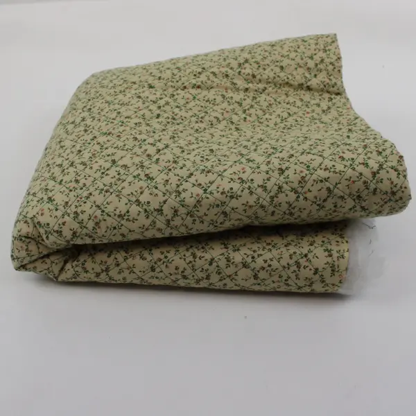 Green Brown Floral Print Quilted Fabric 2 Yards x 42 Inches Wide