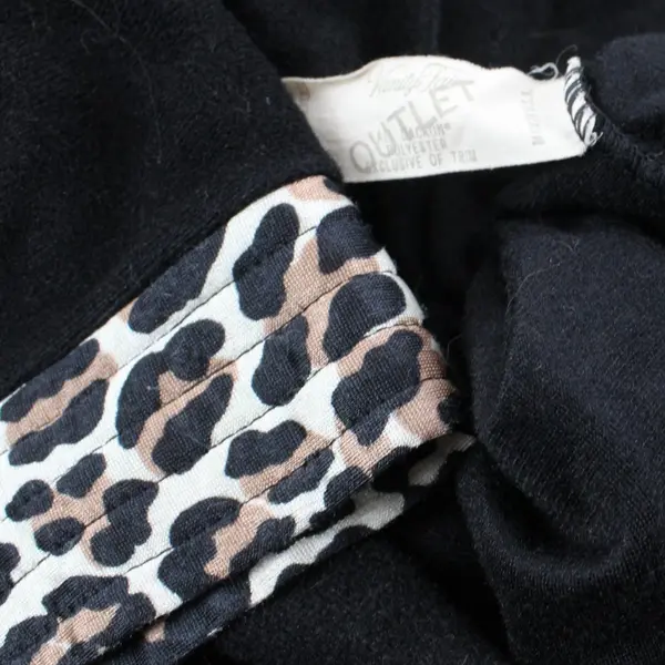 Vtg Vanity Fair Outlet Women's Long Robe Black Leopard Trim Zip Front 3/4 Sleeve
