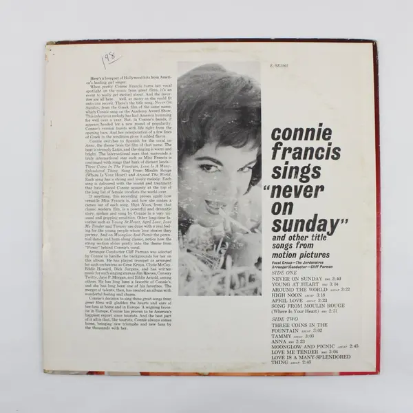 Connie Francis Sings Never on Sunday & Other Songs MGM Stereo 12" Vinyl SE3965