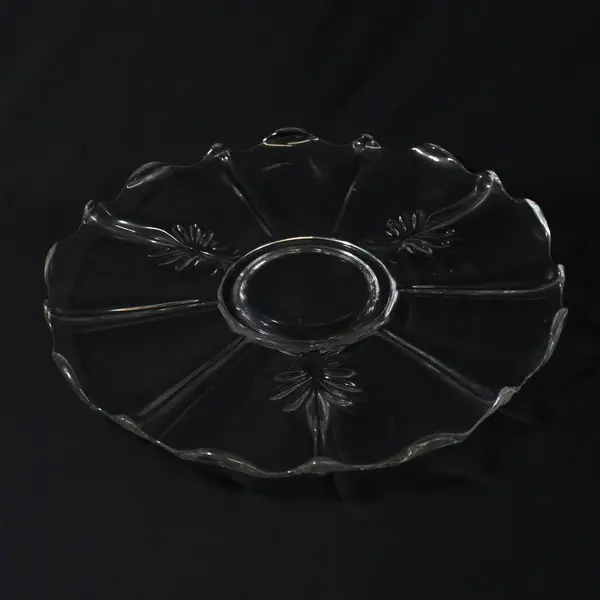 VTG Fostoria Baroque Clear 14in Torte Plate 