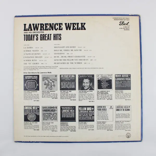 Lawrence Welk Today's Great Hits 12-Inch Vinyl LP Dot Records DLP 25663