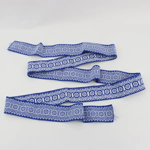 2 Yards Blue White Embroidered Geometric Sewing Trim 2 Inch Wide