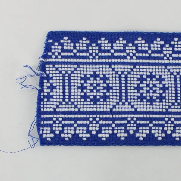 2 Yards Blue White Embroidered Geometric Sewing Trim 2 Inch Wide