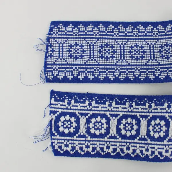 2 Yards Blue White Embroidered Geometric Sewing Trim 2 Inch Wide