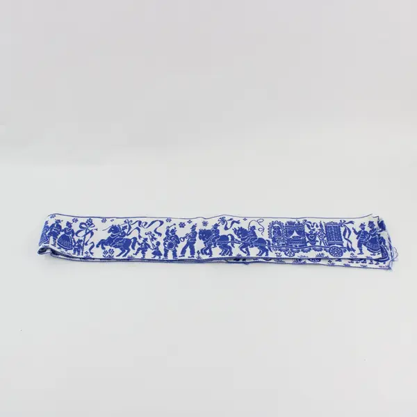 1 Yard Blue Alpine Folk Wedding Procession Trim White 
