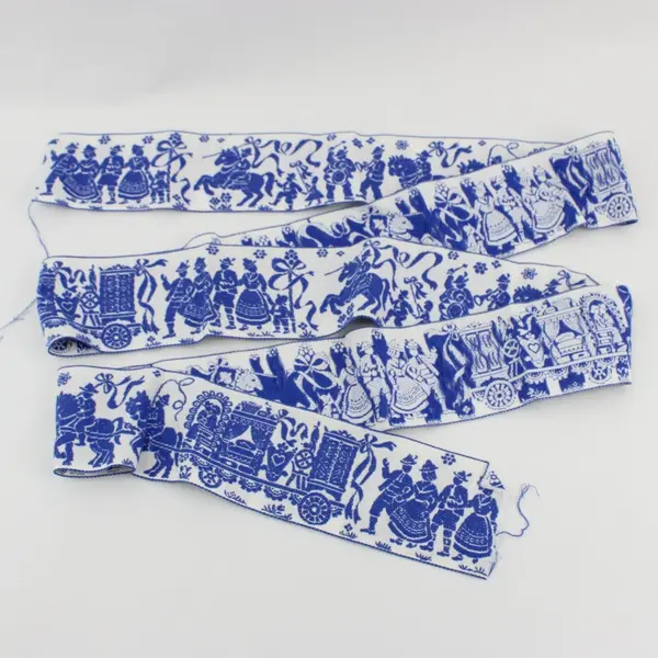 1 Yard Blue Alpine Folk Wedding Procession Trim White 