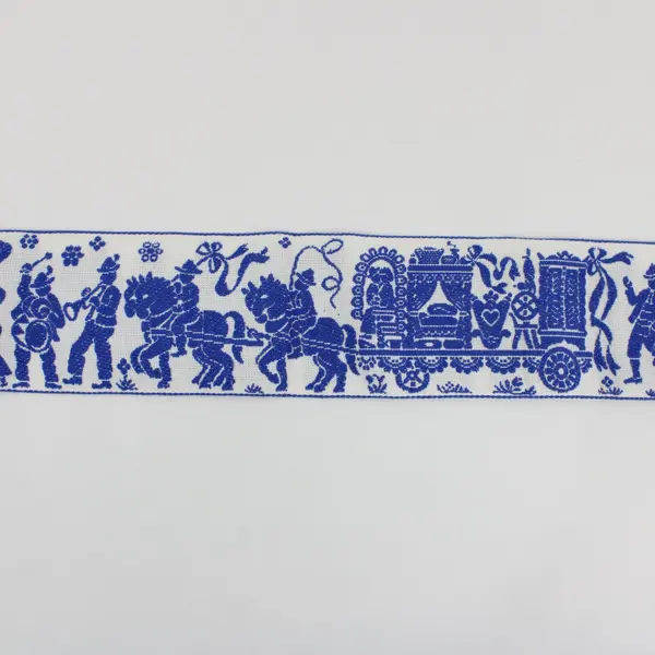 1 Yard Blue Alpine Folk Wedding Procession Trim White 