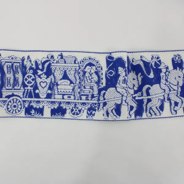 1 Yard Blue Alpine Folk Wedding Procession Trim White 
