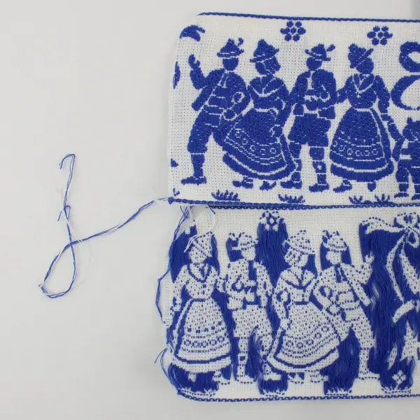 1 Yard Blue Alpine Folk Wedding Procession Trim White 