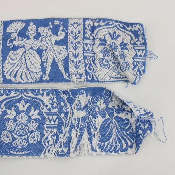 2 Yards Embroidered Blue White Rococo Ribbon Trim 3 Inch Wide