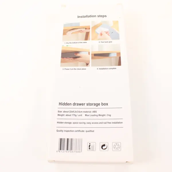 White Under Desk Hidden Drawer Storage Box Organizer