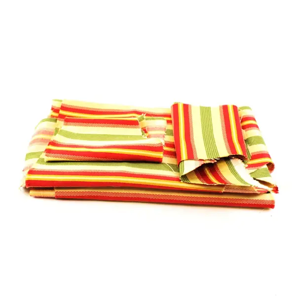 Fabric Scraps, Red Gold Green Yellow Stripes