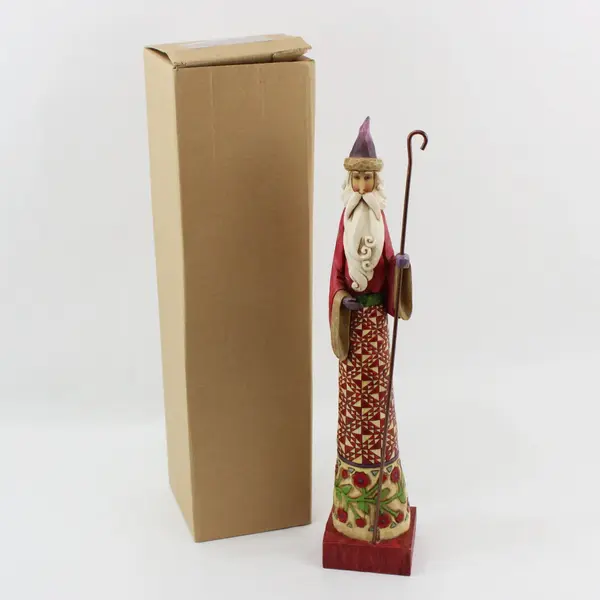 2004 Jim Shore Heartwood Creek Gathering Joy Pencil Santa Figurine 17.5in Box