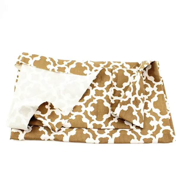 Large Irregular Curtain Fabric Scrap Cream Brown Geometric 84 x 47 in