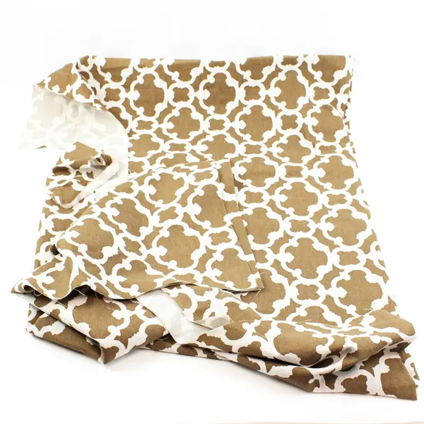 Large Irregular Curtain Fabric Scrap Cream Brown Geometric 84 x 47 in