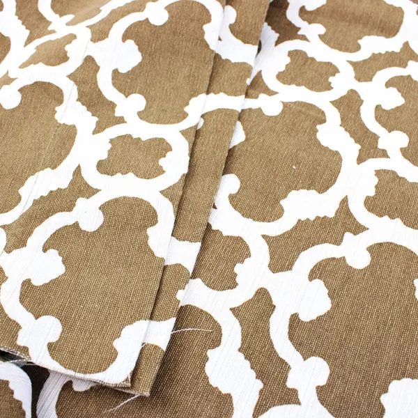Large Irregular Curtain Fabric Scrap Cream Brown Geometric 84 x 47 in