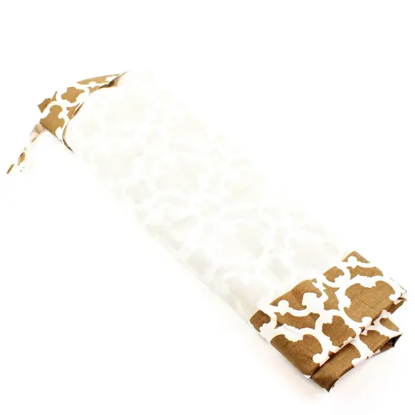 Large Irregular Curtain Fabric Scrap Cream Brown Geometric 84 x 47 in