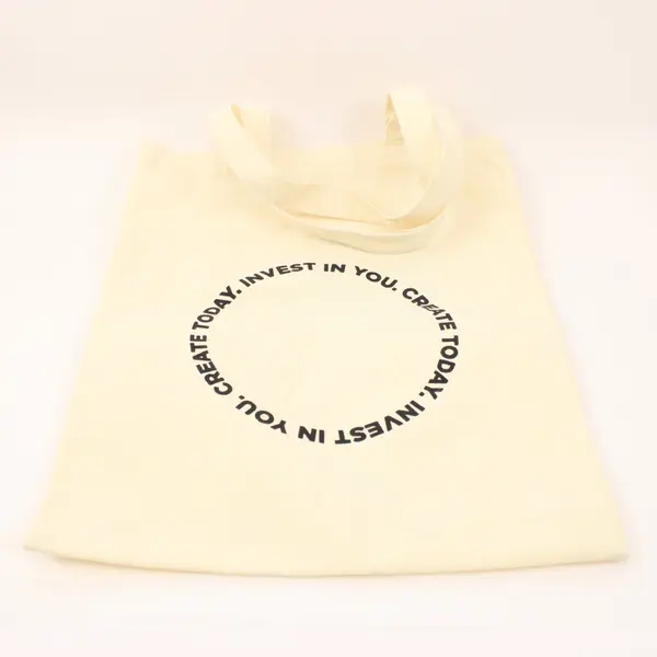 Cream Canvas Tote Bag Black Desk Lamp Graphic Open Top Carry Handles