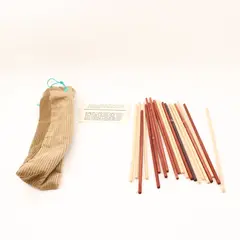 Wooden Pick Up Sticks Game Set with Fabric Drawstring Pouch