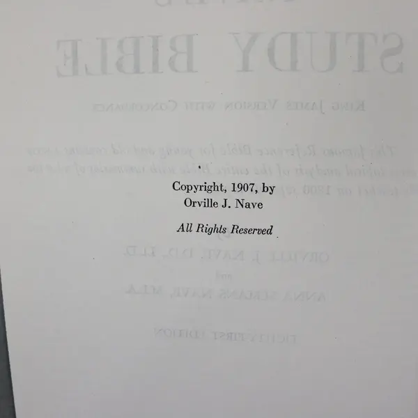 1907 Moody Press Nave's Study Bible Orville & Anna Nave HC with Dust Jacket
