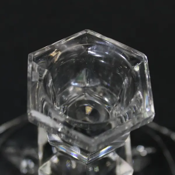 Set of 4 Crystal Hexagon Base Taper Candle Holders 3in