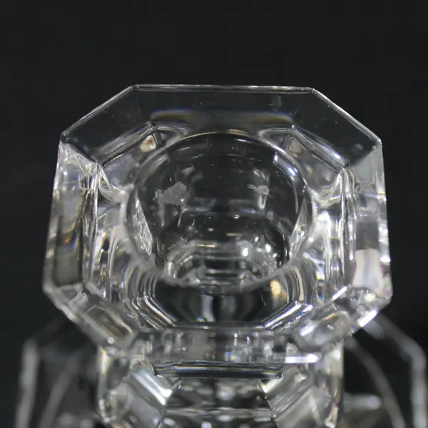 Set of 4 Crystal Hexagon Base Taper Candle Holders 3in