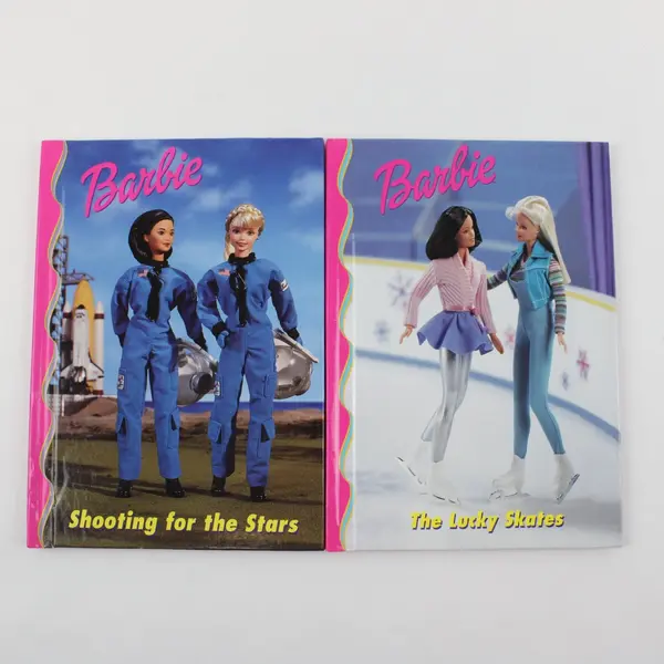 Lot of 2 Barbie HC Books: The Lucky Skates and Shooting for the Stars 1998 
