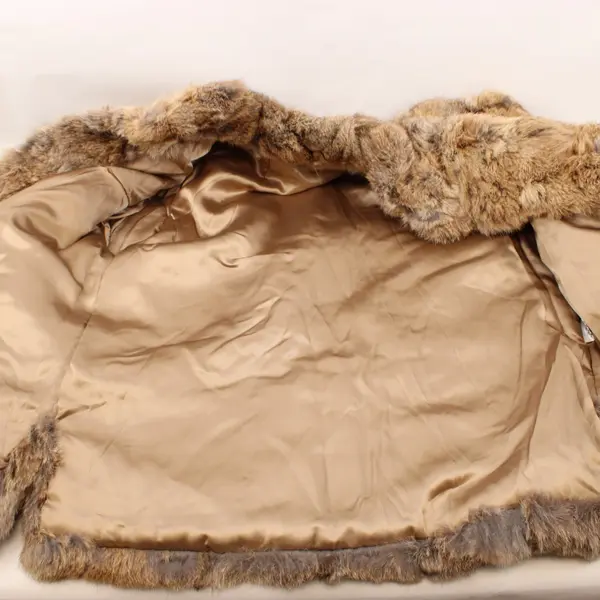 Women's Brown Rabbit Fur Open Front Coat Size XL
