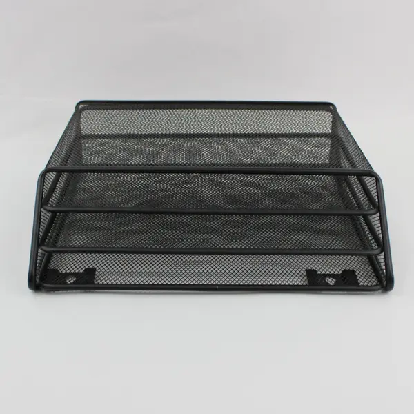  Wall Mount Wire Mesh File Organizer Black Multi-Compartment and Pencil Holder