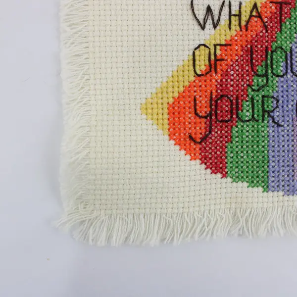 Handmade Cross Stitch Rainbow God's Gift Inspirational Quote 8x8