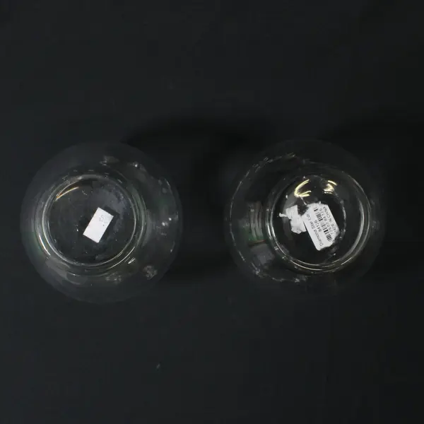 Lot of 2 Clear Glass Ball Scalloped Edge Vases Scalloped Rim 6 Inch