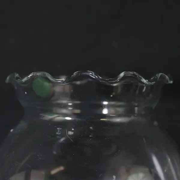 Lot of 2 Clear Glass Ball Scalloped Edge Vases Scalloped Rim 6 Inch