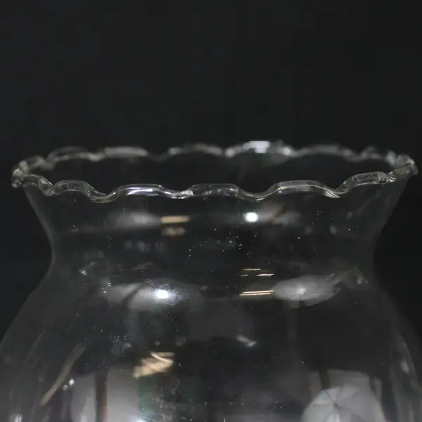 Lot of 2 Clear Glass Ball Scalloped Edge Vases Scalloped Rim 6 Inch