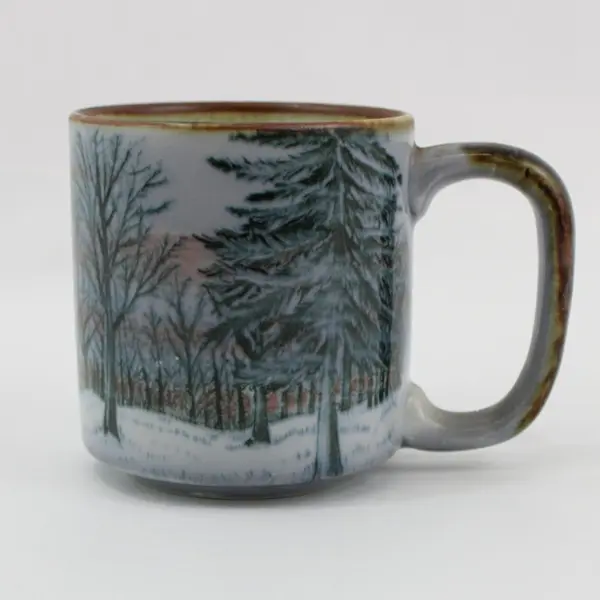 Otagiri Winter Coffee Mug Snowy Evergreen Forest Ceramic