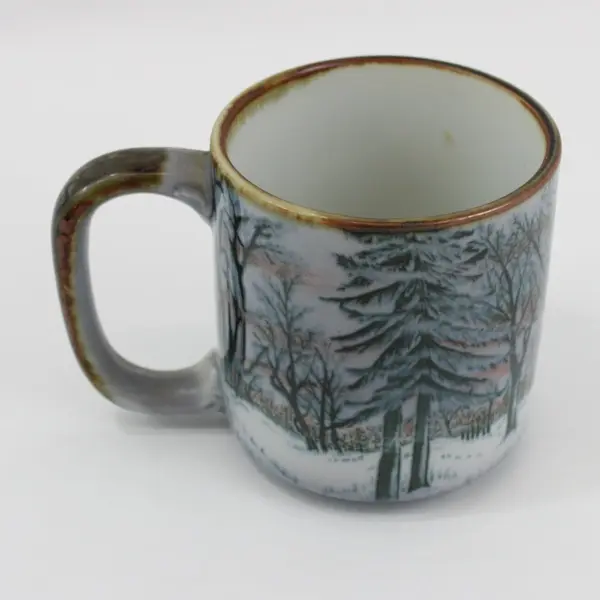 Otagiri Winter Coffee Mug Snowy Evergreen Forest Ceramic