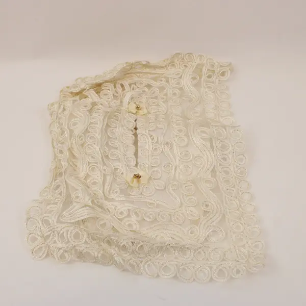 White Irish Crochet Lace Tissue Box Cover Doily Looped Trim
