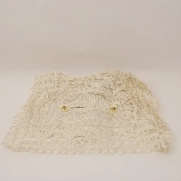 White Irish Crochet Lace Tissue Box Cover Doily Looped Trim