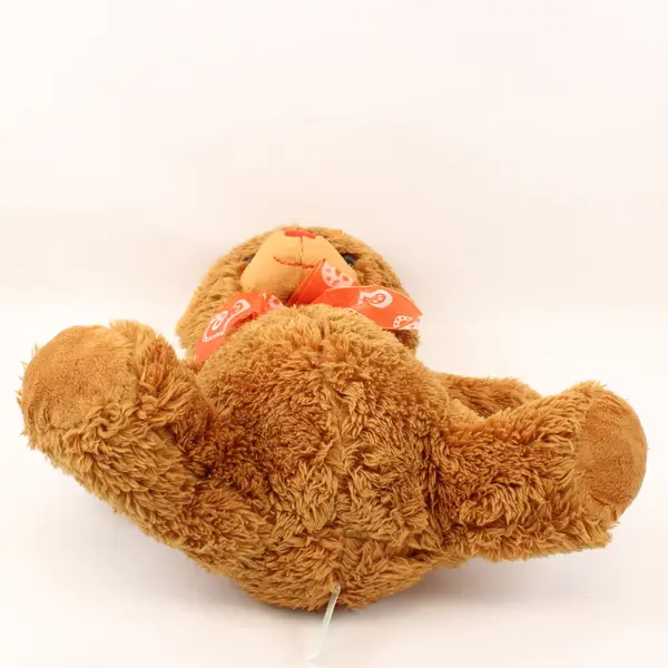 Homerbest HB325 Brown Plush Teddy Bear Orange Bow Slightly Worn Fur