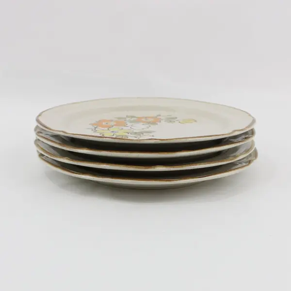 Set of 4 Hearthside Spring Garden Baroque Salad Plates  Floral Stoneware