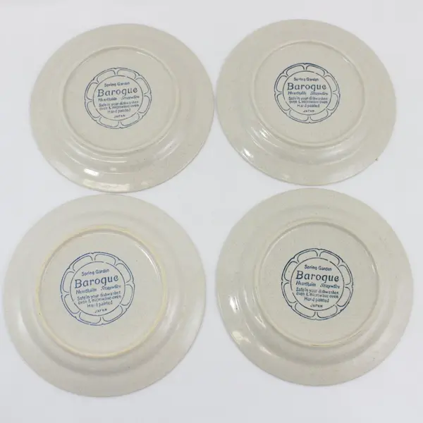 Set of 4 Hearthside Spring Garden Baroque Salad Plates  Floral Stoneware