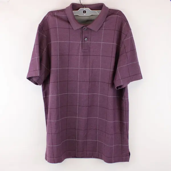 Van Heusen Men's Medium Purple Grid Print Polo Shirt