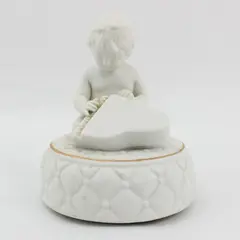 Vintage Schmid Japan Bisque Baby at Piano Music Box Working Lullaby