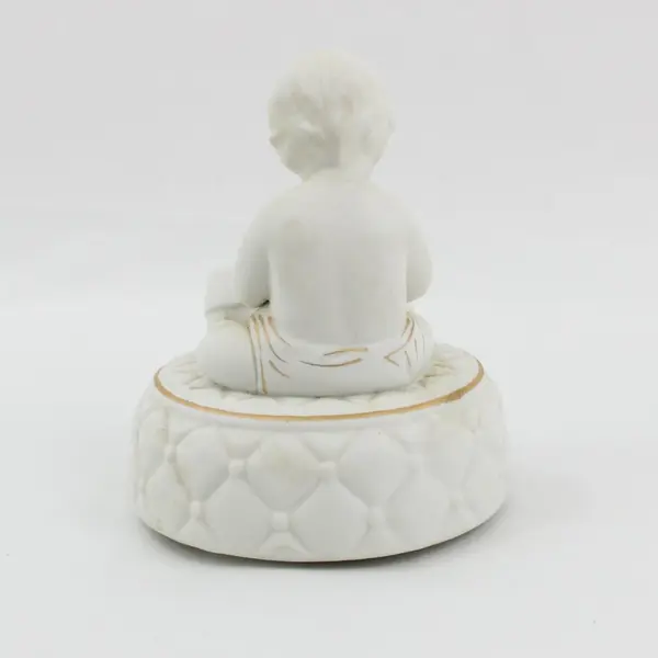 Vintage Schmid Japan Bisque Baby at Piano Music Box Working Lullaby