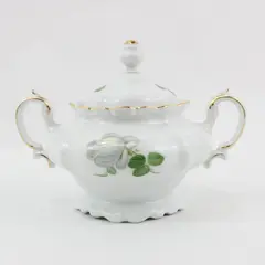 Haviland White Rose Covered Sugar Bowl Bavaria Germany