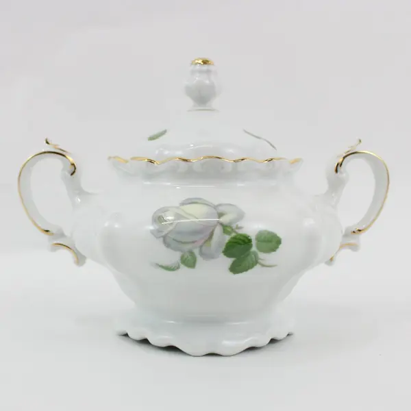Haviland White Rose Covered Sugar Bowl Bavaria Germany