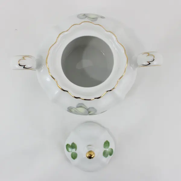 Haviland White Rose Covered Sugar Bowl Bavaria Germany