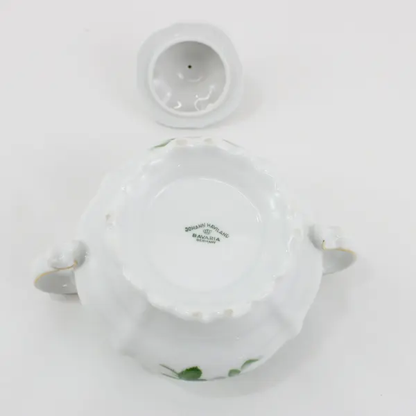 Haviland White Rose Covered Sugar Bowl Bavaria Germany